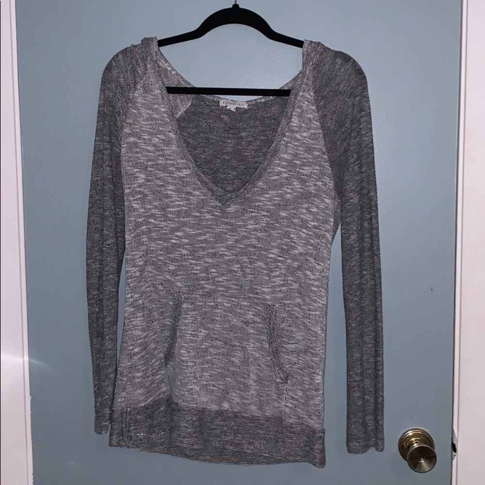 Lightweight Grey Sweater with Hood